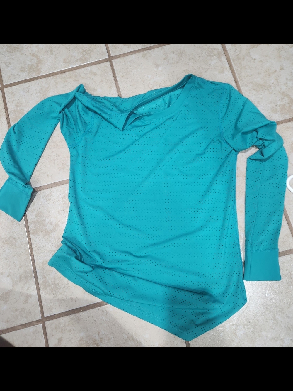 ZYIA Long Sleeve Perforated Active Top in Teal